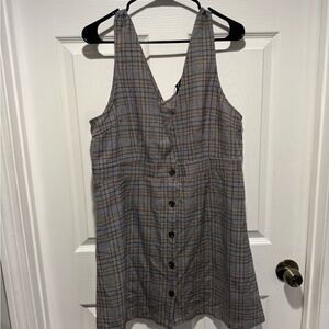 Allegra K Gray Plaid Mini Dress